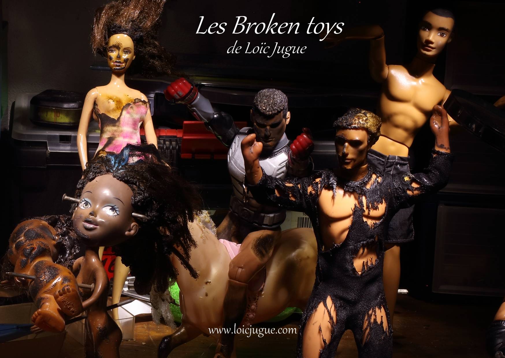 Les broken toys de Loïc Jugue: L'atelier de l'artiste (détail 1)
